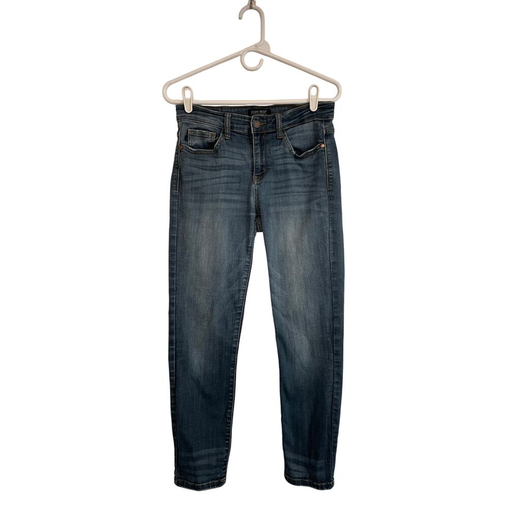 Judy Blue Relaxed Fit Jeans pockets stretch logo distressed ankle Size 7/28